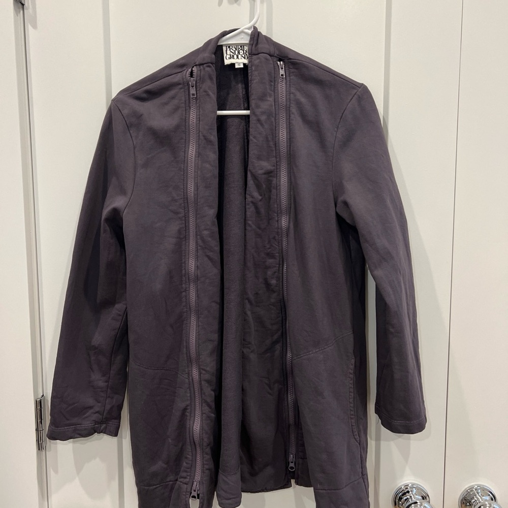 Prairie Underground Purple Open Sweater With Pockets And Zip Small utilitarian